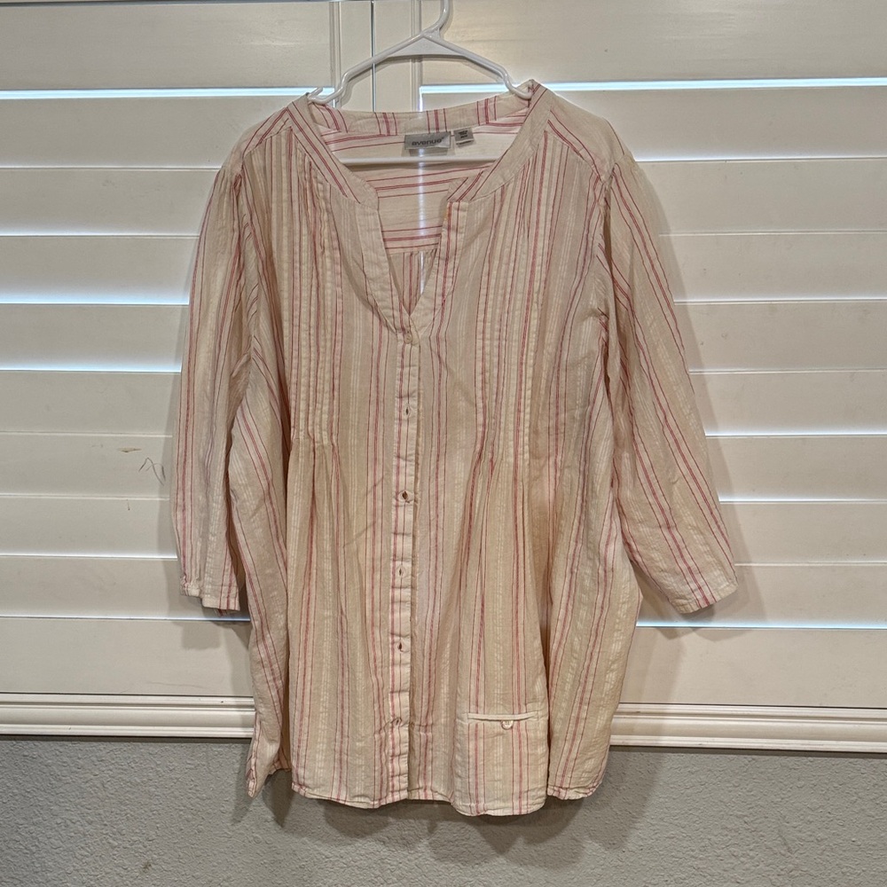 Avenue Red and Cream Striped Top
